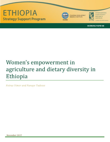 Women’s empowerment in agriculture and dietary diversity in Ethiopia