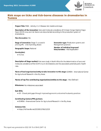 Risk maps on ticks and tick-borne diseases in dromedaries in Tunisia