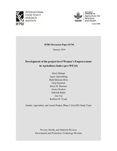 Development of the project-level Women’s Empowerment in Agriculture Index (pro-WEAI)
