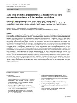 Multi-omics prediction of oat agronomic and seed nutritional traits across environments and in distantly related populations