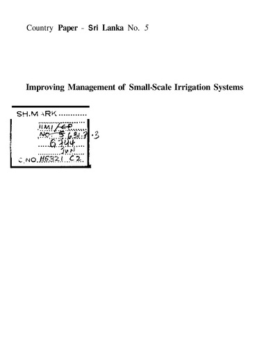 Improving management of small-scale irrigation systems: a possible field of assistance for nongovernment organizations?: experiences from Hambantota District, Sri Lanka