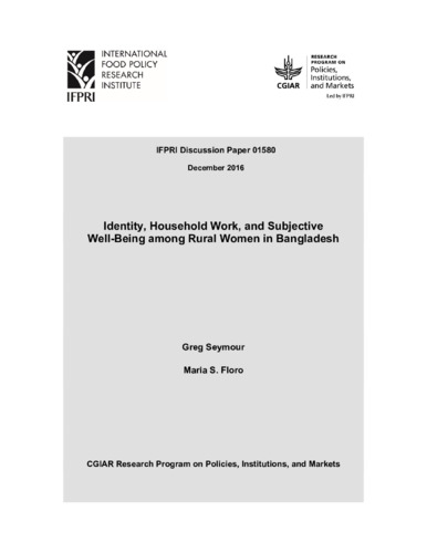 Identity, household work, and subjective well-being among rural women in Bangladesh