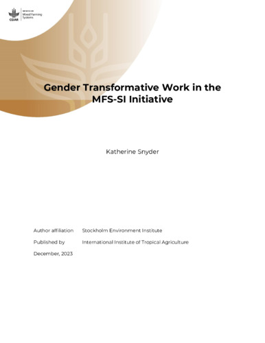 Gender transformative work in the MFS-SI initiative