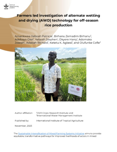 Farmers led investigation of alternate wetting and drying (AWD) technology for off-season rice production