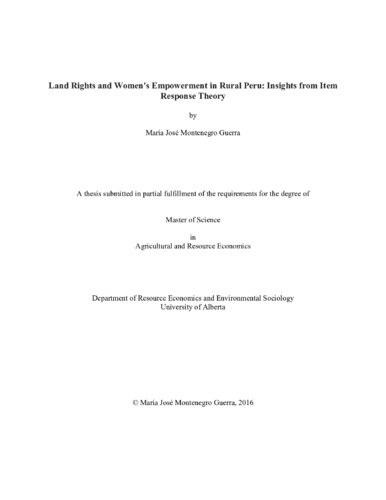 Land Rights and Women's Empowerment in Rural Peru: Insights from Item Response Theory