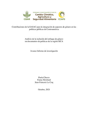 Contribuciones de la EASAC para la integración de aspectos de género en las políticas públicas de Centroamérica