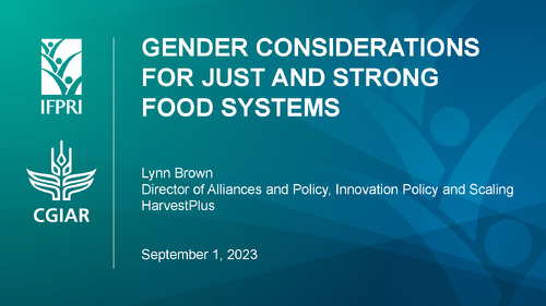 Gender Considerations for Just and Strong Food Systems