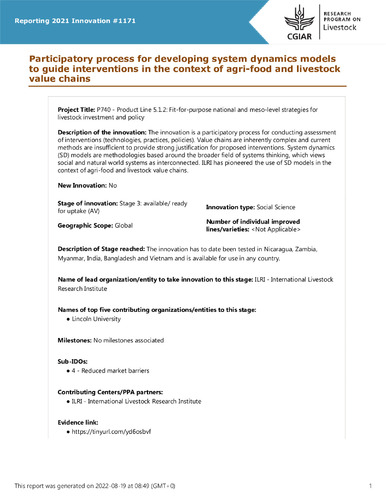 Participatory process for developing system dynamics models to guide interventions in the context of agri-food and livestock value chains
