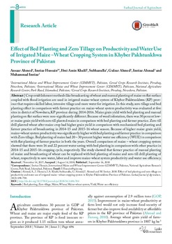 Effect of bed planting and zero tillage on productivity and water use of Irrigated maize - wheat cropping system in Khyber Pakhtunkhwa province of Pakistan