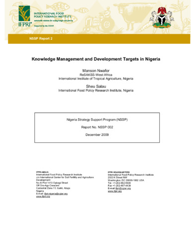 Knowledge management and development targets in Nigeria