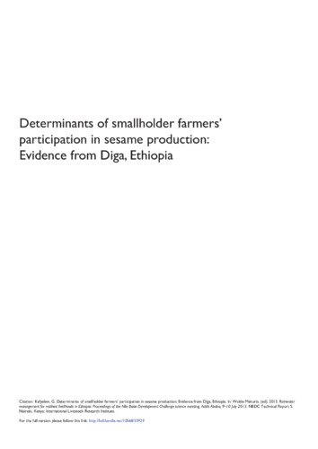 Determinants of smallholder farmers’ participation in sesame production: Evidence from Diga, Ethiopia