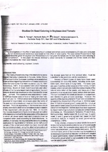 Studies On Seed Coloring In Soybean And Tomato