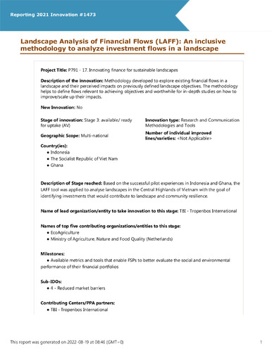 Landscape Analysis of Financial Flows (LAFF): An inclusive methodology to analyze investment flows in a landscape
