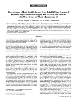 Fine mapping of leaf rust resistance gene LrZH84 using expressed sequence tag and sequence-tagged site markers, and allelism with other genes on wheat chromosome 1B