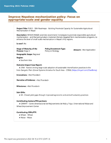 Improve Nepalese mechanization policy: Focus on appropriate-scale and gender equality