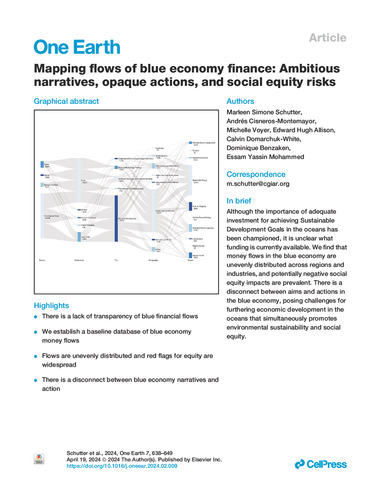 Mapping flows of blue economy finance: Ambitious narratives, opaque actions, and social equity risks