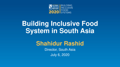 Building Inclusive Food System in South Asia