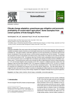 Climate change adaptation, greenhouse gas mitigation and economic profitability of conservation agriculture: some examples from cereal systems of Indo-Gangetic plains