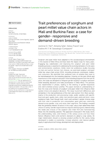 Trait preferences of sorghum and pearl millet value chain actors in Mali and Burkina Faso: a case for gender- responsive and demand-driven breeding