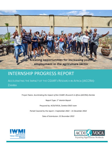 Internship Report: Creating Opportunities for Increasing Youth Employment in the Agriculture Sector