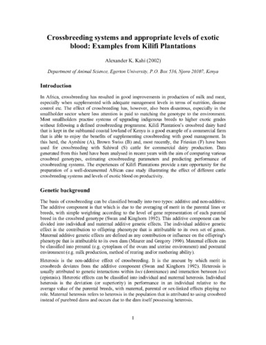Crossbreeding systems and appropriate levels of exotic blood: Examples from Kilifi Plantations