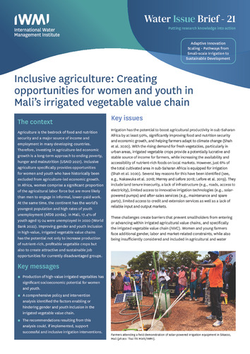 Inclusive agriculture: creating opportunities for women and youth in Mali’s irrigated vegetable value chain