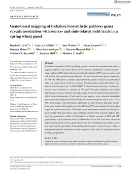 Gene-based mapping of trehalose biosynthetic pathway genes reveals association with source- and sink-related yield traits in a spring wheat panel