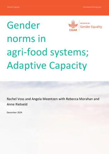 Gender norms in agri-food systems: Adaptive capacity