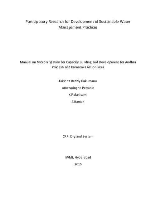 Participatory Research for Development of Sustainable Water Management Practices