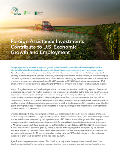 Foreign assistance investments contribute to U.S. economic growth and employment