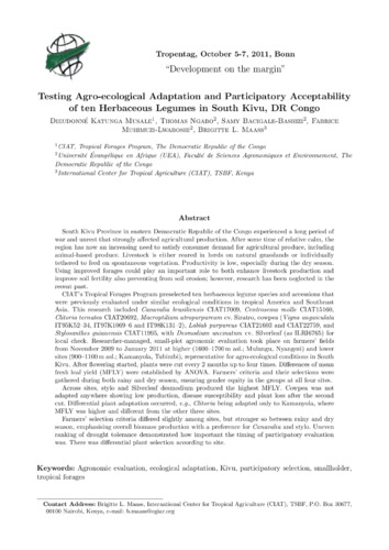 Testing Agro-ecological adaptation and participatory acceptability of ten herbaceous legumes in south Kivu, DR Congo