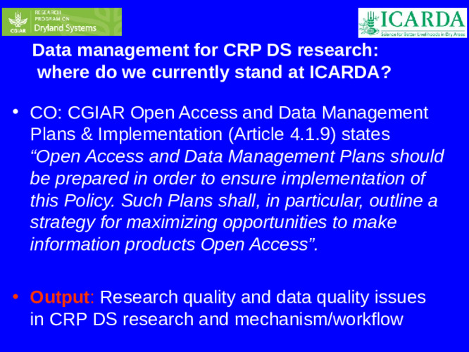Data Management for CRP DS