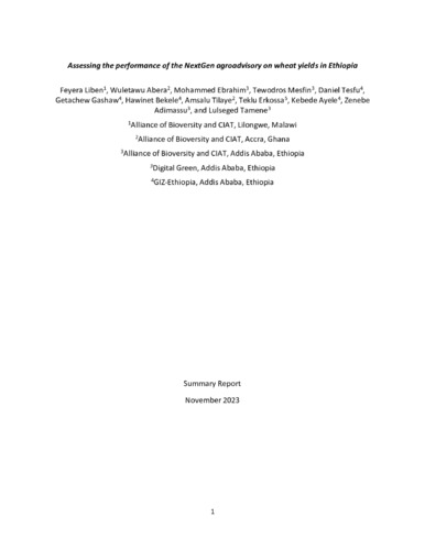 Assessing the performance of the NextGen agroadvisory on wheat yields in Ethiopia