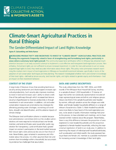 Climate-smart agricultural practices in rural Ethiopia: The gender-differentiated impact of land rights knowledge