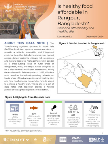 Is healthy food affordable in Rangpur, Bangladesh? Cost and affordability of a healthy diet