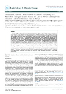 Smallholder Farmers’ Perspectives on Climatic Variability and Adaptation Strategies in East Africa: The Case of Mount Kilimanjaro in Tanzania, Taita and Machakos Hills in Kenya