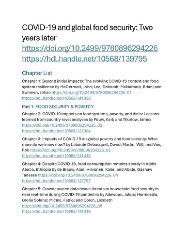 COVID-19 and global food security: Two years later