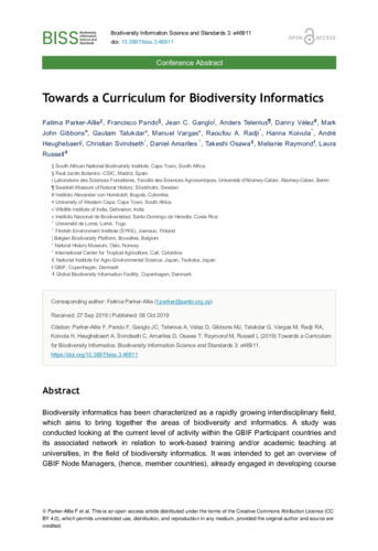 Towards a Curriculum for Biodiversity Informatics