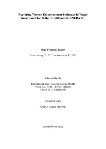 Exploring Women Empowerment Pathways in Water Governance for Better Livelihoods (GENERATE)