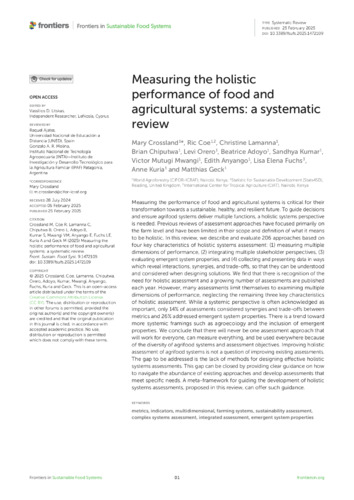 Measuring the holistic performance of food and agricultural systems: a systematic review