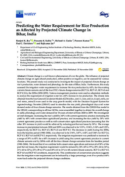 Predicting the water requirement for rice production as affected by projected climate change in Bihar, India
