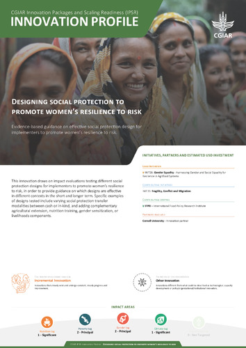Designing social protection to promote women’s resilience to risk