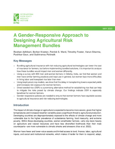 A gender-responsive approach to designing agricultural risk management bundles
