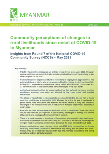 Community perceptions of changes in rural livelihoods since onset of COVID-19 in Myanmar: Insights from Round 7 of the National COVID-19 Community Survey (NCCS) – May 2021