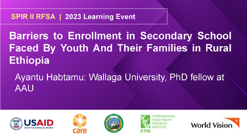 Barriers to Enrollment in Secondary School Faced By Youth And Their Families in Rural Ethiopia