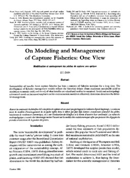 On modelling and management of capture fisheries: one view