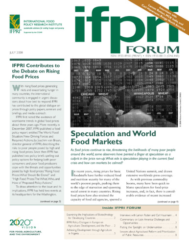 IFPRI Forum: Speculation and World Food Markets
