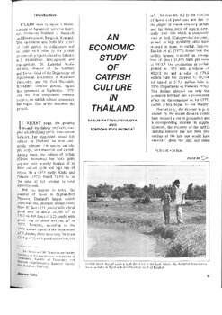 An economic study of catfish culture in Thailand