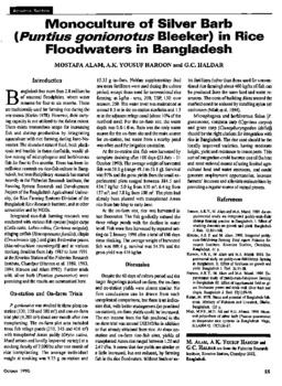 Monoculture of silver barb (Puntius gonionotus Bleeker) in rice floodwaters in Bangladesh