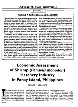 Economic assessment of shrimp (Penaeus monodon) hatchery industry in Panay Island, Philippines